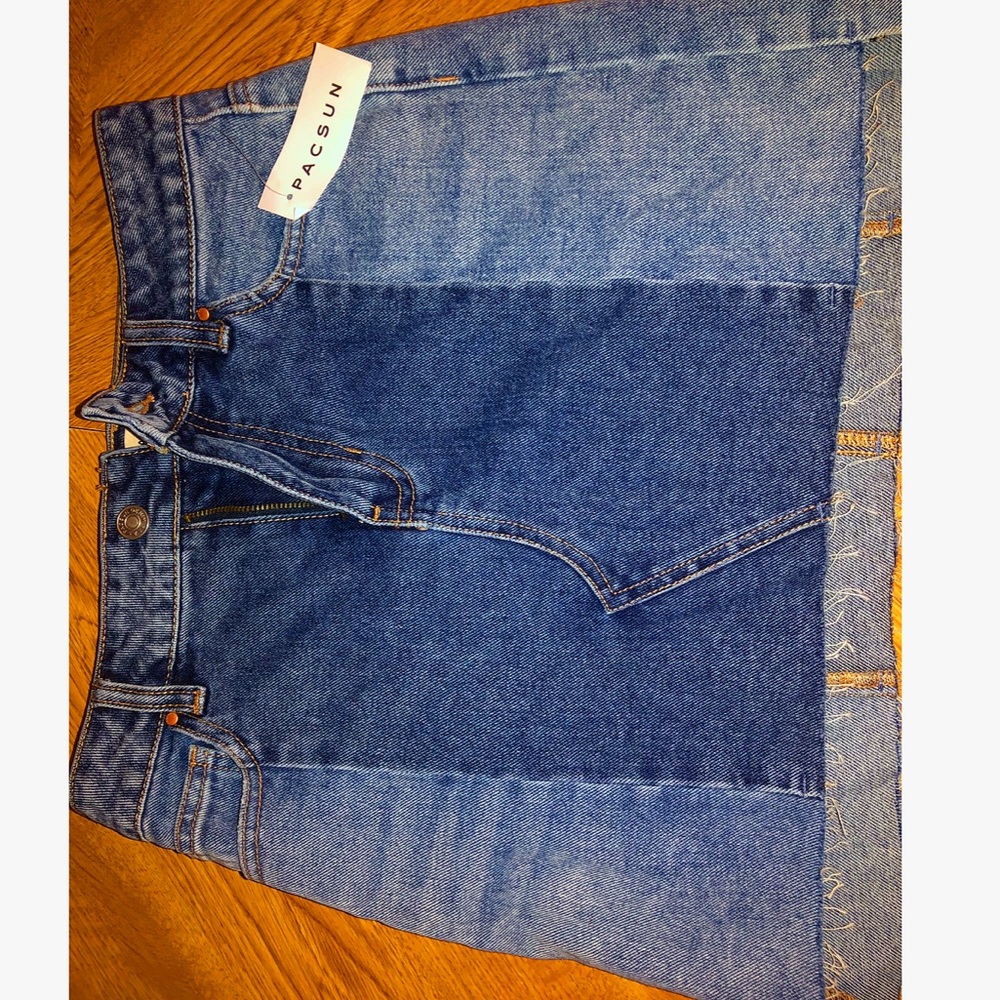 High waisted denim skirt